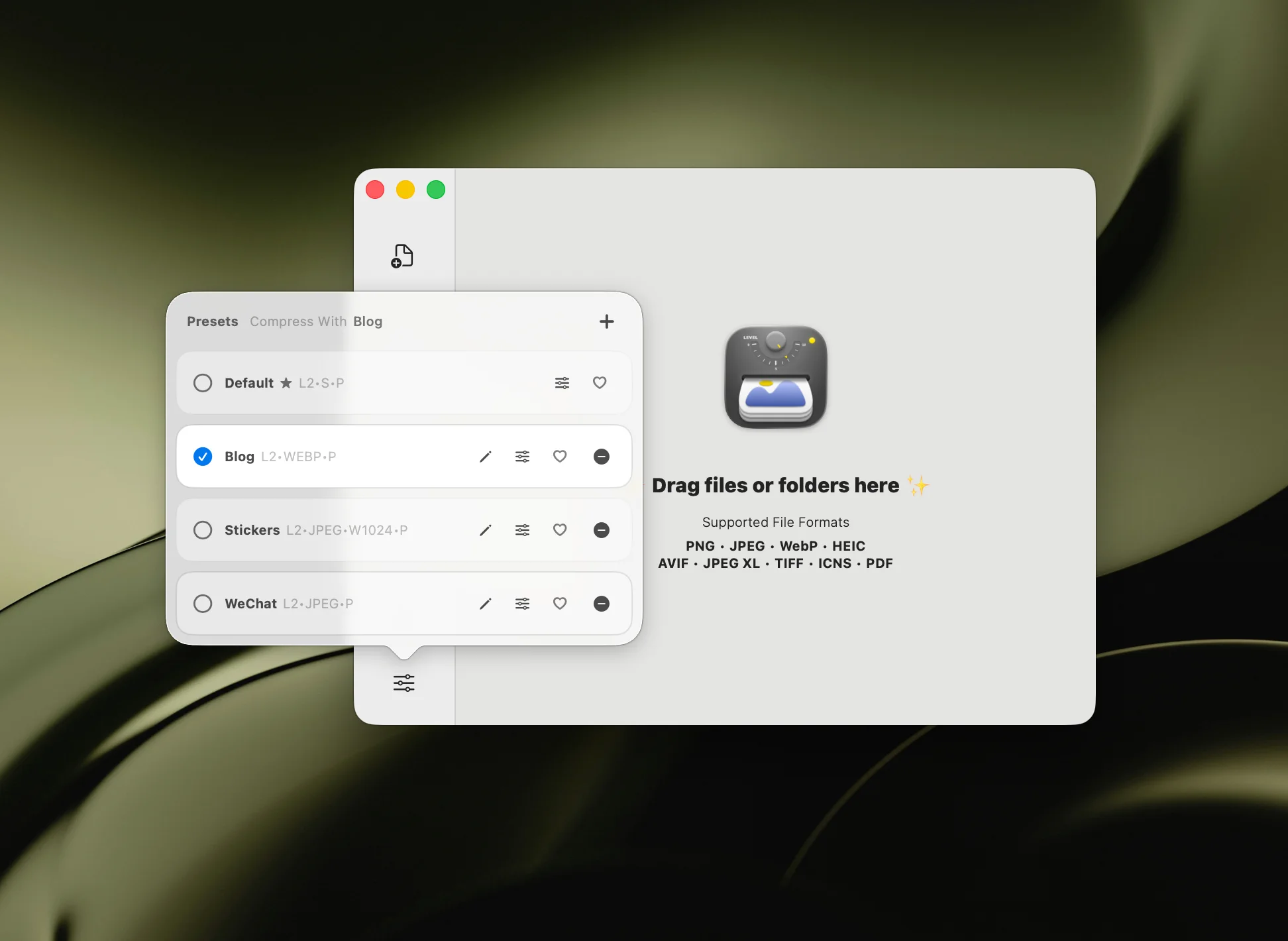 Zipic compression levels — Level 2-3 recommended for web images