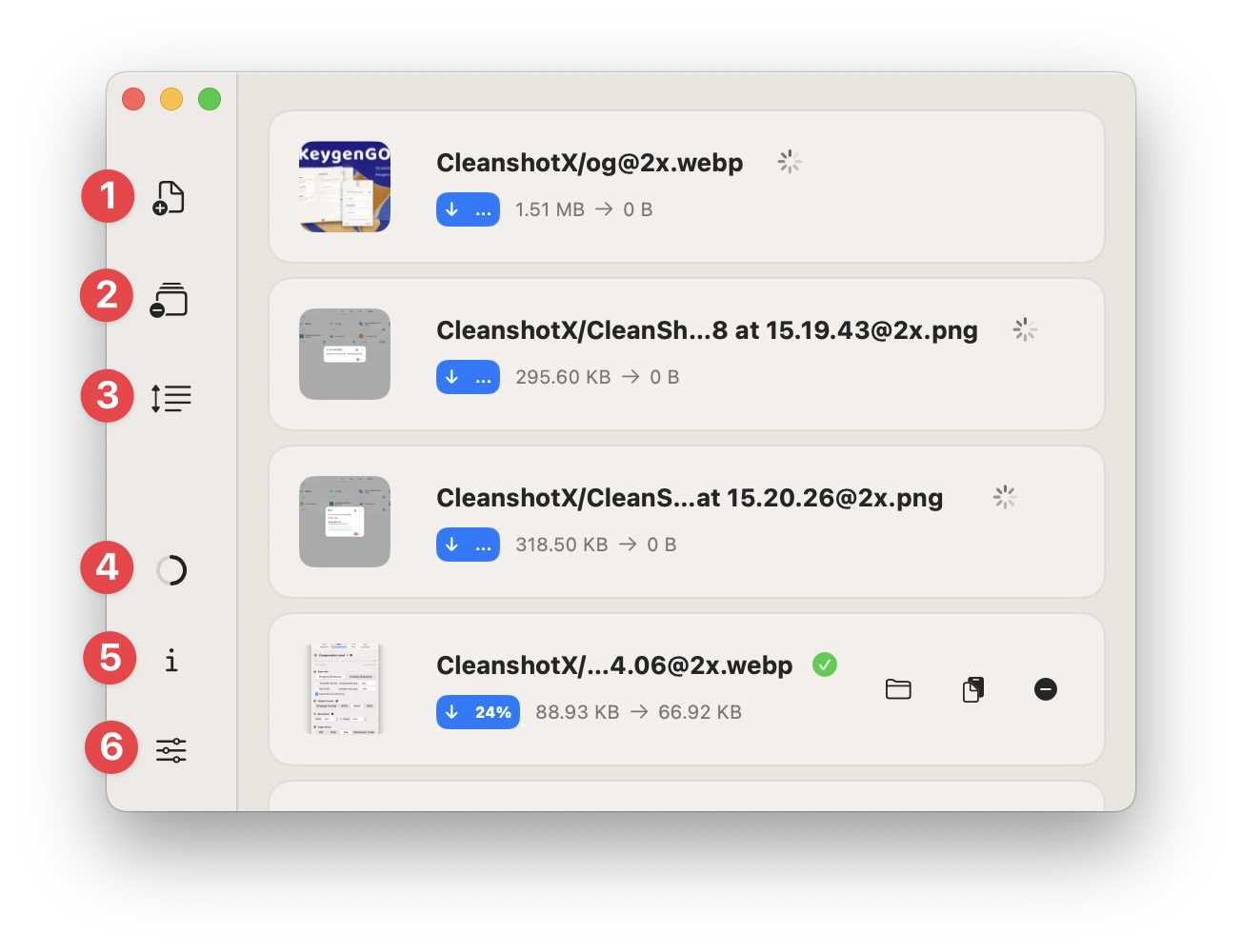 Zipic 主窗口 — 图片压缩、格式支持和批量处理