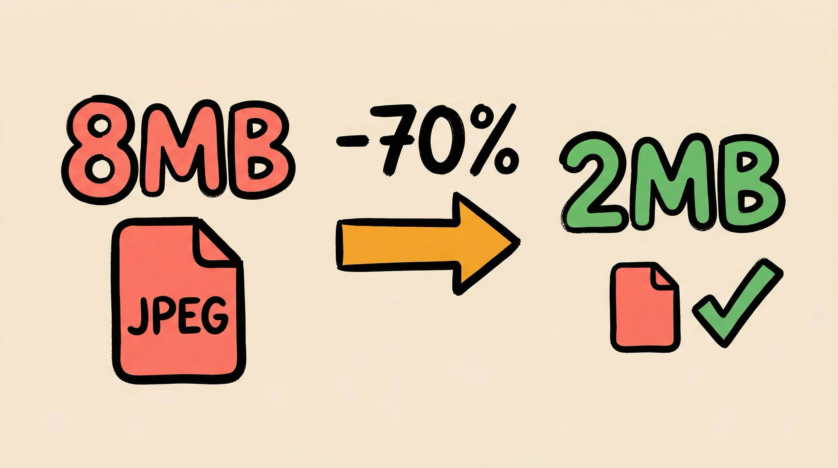 Zipic JPEG compression on Mac — before and after comparison showing reduced file size with preserved quality